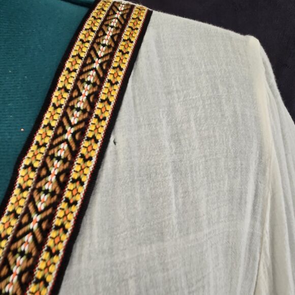 GYPSY JUNKIES WOMENS BOHO CREME COLOR OPEN KIMONO WITH EMBROIDERY ACCENT SIZE M? - Picture 4 of 10